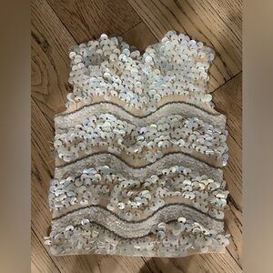 Vintage 50s/60s mod sequin hand beaded wool top made in Hong Kong